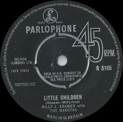 【中古】英7” Billy J. Kramer & The Dakotas Little Children R5105 Parlophone /00080 【中古】英7” Billy J. Kramer & The Dakotas Little Children R5105 Parlophone /00080