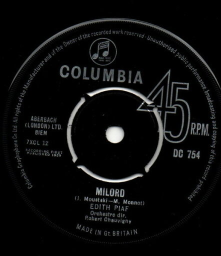【中古】英7” Edith Piaf Milord 45DC754 Columbia /00080 【中古】英7” Edith Piaf Milord 45DC754 Columbia /00080