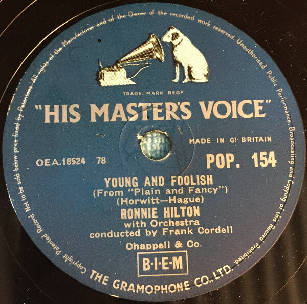 【中古】英78RPM/SP Ronnie Hilton Young And Foolish / Moments To Remember POP154 His Masters Voice /00500