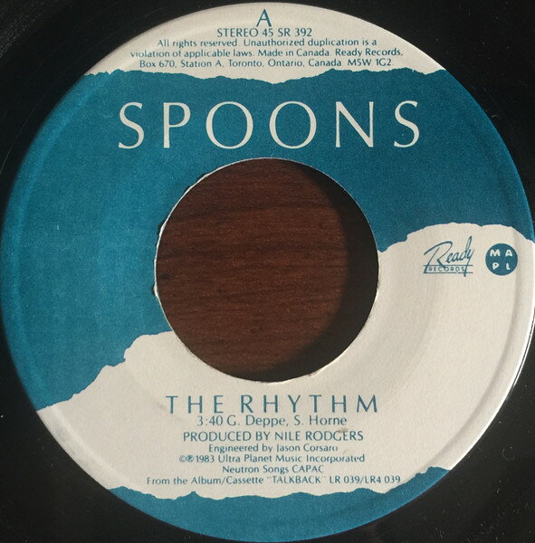 Artist Name: N - 【中古】7” Spoons The Rhythm SR392 Ready Records /00080