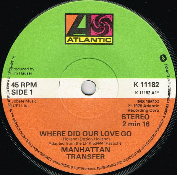・アーティスト Manhattan Transfer ・タイトル Where Did Our Love Go ・レーベル・型番 Atlantic K11182 ・フォーマット 7インチレコード ・コンディション(盤) 良い (VG+) ・コンディション(ジャケット) プレインカバー（元ジャケット／カバー無し） ・コンディション(帯) オビなし ・特記事項 【company sleevecompany sleeve】 サンプル画像です。実際の商品の画像ではありません 商品写真はバーコード/カタログ番号に対応したサンプル画像ですので、お送りする商品の画像ではありません。帯やライナーなどの付属品は、特記事項に記載されている場合のみ含まれます。プロモやカラーレコードなどの仕様についても、該当する場合のみ特記事項に記載しています。 【ご購入前に必ずご確認ください】 ・本店サイト(www.recordcity.jp)とは価格、送料が違います ・本店サイト、その他支店のオーダーとは同梱発送できません ・注文確定後に別の注文を頂いた場合、注文同士の同梱は致しかねます。 ・別倉庫から発送しているため、店頭受け渡しは対応しておりません ・一部商品は他の通販サイトでも販売しているため、ご注文のタイミングによっては商品のご用意ができない場合がございます。 ・土日祝日はお休みです 金曜・祝前日9時以降のご連絡またはご入金は、返答または発送が週明け・祝日明けに順次対応となります。 ・ご購入後のキャンセル不可 ご購入後のキャンセルはいかなる理由においてもお受けできません。ご了承の上、ご購入くださいませ。 ・日本郵便(ゆうパック/ゆうメール)によるお届けになります。 ・中古品であることをご理解ください 当ストアでは中古商品を主に販売しております。中古品であることをご理解の上ご購入ください。また、一部商品はRecordCityオンラインストアで試聴可能です。 ・返品について お客様のご都合による返品は一切承っておりません。 表記の内容と実際の商品に相違がある場合、また針飛び等で返品・返金をご希望される場合は、商品の到着後1週間以内にご連絡ください。商品の返送をこちらで確認後、キャンセル・返金を行います。 コンディションVG以下の商品は返品できません。プレイに影響のない表面のこすれ傷、プレス起因のノイズ盤は返品の対象外です。 【コンディション表記】 ・ほぼ新品(M-)(Like New) 完全な新品。未使用。当店ではほぼ使用しません ・非常に良い(EX)(Excellent) 中古盤として美品な状態。わずかな経年を感じるものの傷みを感じさせない、当店基準で最高の状態 ・良い(VG+)(Very Good Plus) 丁寧に扱われた中古品で、軽い使用感がみられる。 ・可(VG)(Acceptable) 使い込まれた中古品で、「良い」よりもさらに使用感がみられる。 ・悪い(VG-)(Bad) 状態が悪いアイテム。使用の保障はなく、再生不可、針飛び、目立つノイズがあるかもしれない。状態によるクレーム不可。返品不可。 ・非常に悪い(G)(Very Bad) 「悪い」よりさらに状態が悪いアイテム。使用の保障はなく、再生不可、針飛び、目立つノイズがあるかもしれない。状態によるクレーム不可。返品不可。 ・ジャンク(Fair)(Junk/Fair) 割れている、反っている、水ダメージがある、カビ、ジャケットが分離している、ひどい書き込み、ひどい擦れなど最低の状態。使用の保障はなく、再生不可、針飛び、目立つノイズがあるかもしれない。状態によるクレーム不可。返品不可。 ・ジャンク(Poor)(Junk/Poor) 割れている、反っている、水ダメージがある、カビ、ジャケットが分離している、ひどい書き込み、ひどい擦れなど最低の状態。使用の保障はなく、再生不可、針飛び、目立つノイズがあるかもしれない。状態によるクレーム不可。返品不可。