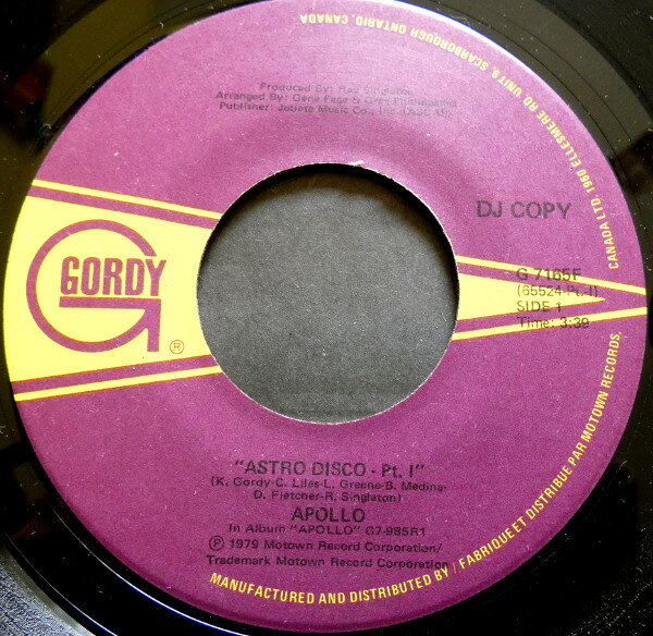 7” Apollo Astro Disco G7165FPROMO Gordy プロモ /00080