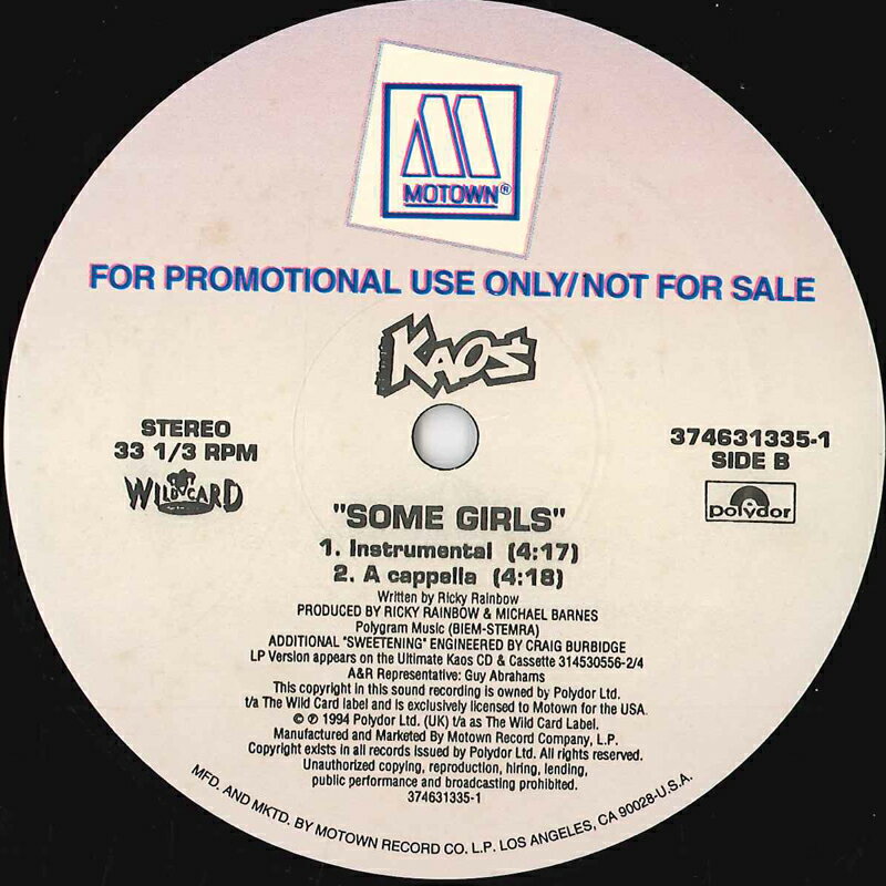 Artist Name: Z - 【中古】12” Kaos Some Girls 3746313351PROMO MOTOWN プロモ /00260