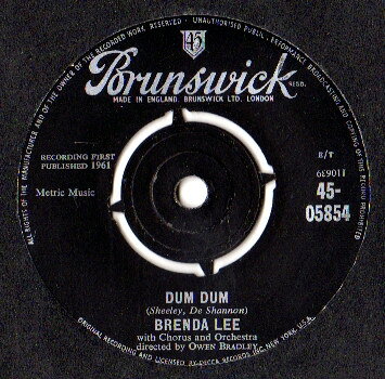 Artist Name: W - 【中古】7” Brenda Lee Dum Dum 4505854 Brunswick /00080