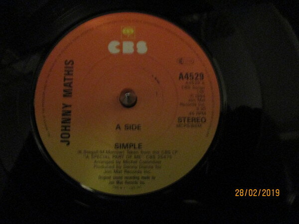 7” Johnny Mathis Simple A4529 CBS /00080