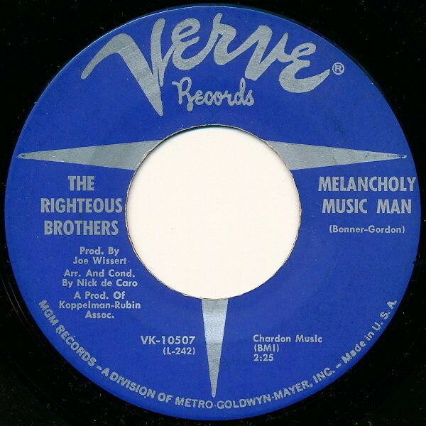 【中古】7” Righteous Brothers Melancholy Music Man VK10507 Verve Records /00080