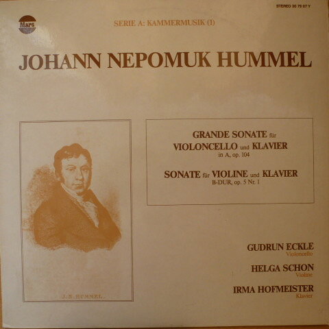 【中古】LP Johann Nepomuk Hummel Gudrun Grande Sonate Fur Violoncello Und Klavier / Sonate 307807Y Mars /00260