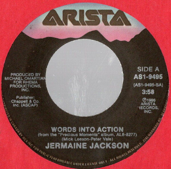 ・アーティスト Jermaine Jackson ・タイトル Words Into Action ・レーベル・型番 Arista AS19495 ・フォーマット 7インチレコード ・コンディション(盤) 良い (VG+) ・コンディション(ジャケット) プレインカバー（元ジャケット／カバー無し） ・コンディション(帯) オビなし ・特記事項 【盤に浅い跡】 サンプル画像です。実際の商品の画像ではありません 商品写真はバーコード/カタログ番号に対応したサンプル画像ですので、お送りする商品の画像ではありません。帯やライナーなどの付属品は、特記事項に記載されている場合のみ含まれます。プロモやカラーレコードなどの仕様についても、該当する場合のみ特記事項に記載しています。 【ご購入前に必ずご確認ください】 ・本店サイト(www.recordcity.jp)とは価格、送料が違います ・本店サイト、その他支店のオーダーとは同梱発送できません ・注文確定後に別の注文を頂いた場合、注文同士の同梱は致しかねます。 ・別倉庫から発送しているため、店頭受け渡しは対応しておりません ・一部商品は他の通販サイトでも販売しているため、ご注文のタイミングによっては商品のご用意ができない場合がございます。 ・土日祝日はお休みです 金曜・祝前日9時以降のご連絡またはご入金は、返答または発送が週明け・祝日明けに順次対応となります。 ・ご購入後のキャンセル不可 ご購入後のキャンセルはいかなる理由においてもお受けできません。ご了承の上、ご購入くださいませ。 ・日本郵便(ゆうパック/ゆうメール)によるお届けになります。 ・中古品であることをご理解ください 当ストアでは中古商品を主に販売しております。中古品であることをご理解の上ご購入ください。また、一部商品はRecordCityオンラインストアで試聴可能です。 ・返品について お客様のご都合による返品は一切承っておりません。 表記の内容と実際の商品に相違がある場合、また針飛び等で返品・返金をご希望される場合は、商品の到着後1週間以内にご連絡ください。商品の返送をこちらで確認後、キャンセル・返金を行います。 コンディションVG以下の商品は返品できません。プレイに影響のない表面のこすれ傷、プレス起因のノイズ盤は返品の対象外です。 【コンディション表記】 ・ほぼ新品(M-)(Like New) 完全な新品。未使用。当店ではほぼ使用しません ・非常に良い(EX)(Excellent) 中古盤として美品な状態。わずかな経年を感じるものの傷みを感じさせない、当店基準で最高の状態 ・良い(VG+)(Very Good Plus) 丁寧に扱われた中古品で、軽い使用感がみられる。 ・可(VG)(Acceptable) 使い込まれた中古品で、「良い」よりもさらに使用感がみられる。 ・悪い(VG-)(Bad) 状態が悪いアイテム。使用の保障はなく、再生不可、針飛び、目立つノイズがあるかもしれない。状態によるクレーム不可。返品不可。 ・非常に悪い(G)(Very Bad) 「悪い」よりさらに状態が悪いアイテム。使用の保障はなく、再生不可、針飛び、目立つノイズがあるかもしれない。状態によるクレーム不可。返品不可。 ・ジャンク(Fair)(Junk/Fair) 割れている、反っている、水ダメージがある、カビ、ジャケットが分離している、ひどい書き込み、ひどい擦れなど最低の状態。使用の保障はなく、再生不可、針飛び、目立つノイズがあるかもしれない。状態によるクレーム不可。返品不可。 ・ジャンク(Poor)(Junk/Poor) 割れている、反っている、水ダメージがある、カビ、ジャケットが分離している、ひどい書き込み、ひどい擦れなど最低の状態。使用の保障はなく、再生不可、針飛び、目立つノイズがあるかもしれない。状態によるクレーム不可。返品不可。