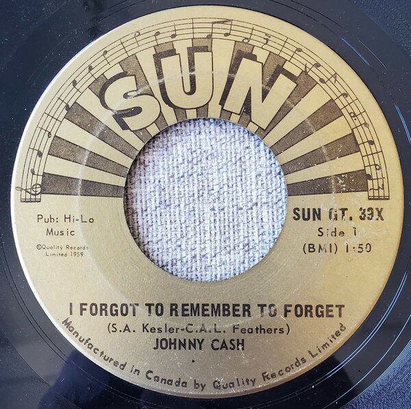 【中古】7” Johnny Cash I Forgot To Remember To Forget / Katy Too SUNGT39X Sun /00080