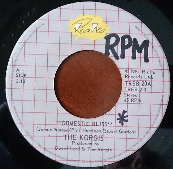 Artist Name: Z - 【中古】7” Korgis Domestic Bliss TREB20 Rialto /00080