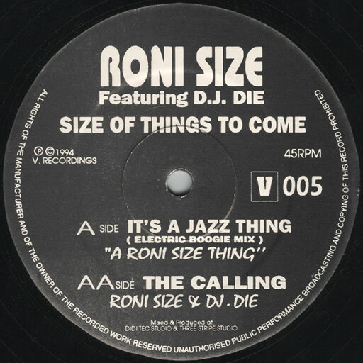 【中古】英12” Roni Size, DJ Die Size Of Things To Come V005 V Recordings /00250 【中古】英12” Roni Size, DJ Die Size Of Things To Come V005 V Recordings /00250