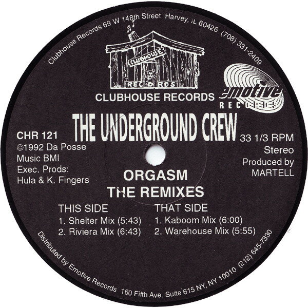 【中古】米12” Underground Crew Orgasm - The Remixes CHR121 Clubhouse Records, E /00250