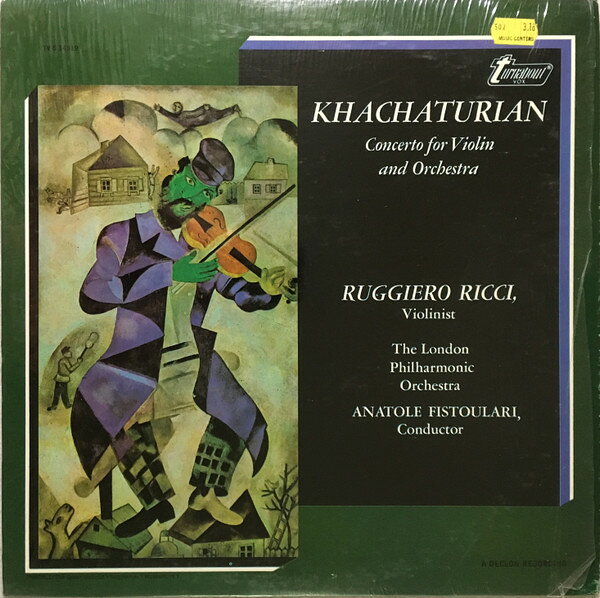 【中古】LP Aram Khatchaturian - Ruggiero Concerto For Violin And Orchestra TVS34519 Turnabout /00260