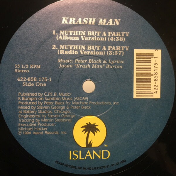 ・アーティスト Krash Man ・タイトル Nuthin But A Party ・レーベル・型番 Island Records 4228581751 ・フォーマット 12" ・コンディション(盤) 可 (VG) ・コンディション(ジャケット) プレインカバー（元ジャケット／カバー無し） ・コンディション(帯) オビなし ・特記事項 【盤に目立ったキズ】 サンプル画像です。実際の商品の画像ではありません 商品写真はバーコード/カタログ番号に対応したサンプル画像ですので、お送りする商品の画像ではありません。帯やライナーなどの付属品は、特記事項に記載されている場合のみ含まれます。プロモやカラーレコードなどの仕様についても、該当する場合のみ特記事項に記載しています。 【ご購入前に必ずご確認ください】 ・本店サイト(www.recordcity.jp)とは価格、送料が違います ・本店サイト、その他支店のオーダーとは同梱発送できません ・注文確定後に別の注文を頂いた場合、注文同士の同梱は致しかねます。 ・別倉庫から発送しているため、店頭受け渡しは対応しておりません ・一部商品は他の通販サイトでも販売しているため、ご注文のタイミングによっては商品のご用意ができない場合がございます。 ・土日祝日はお休みです 金曜・祝前日9時以降のご連絡またはご入金は、返答または発送が週明け・祝日明けに順次対応となります。 ・ご購入後のキャンセル不可 ご購入後のキャンセルはいかなる理由においてもお受けできません。ご了承の上、ご購入くださいませ。 ・日本郵便(ゆうパック/ゆうメール)によるお届けになります。 ・中古品であることをご理解ください 当ストアでは中古商品を主に販売しております。中古品であることをご理解の上ご購入ください。また、一部商品はRecordCityオンラインストアで試聴可能です。 ・返品について お客様のご都合による返品は一切承っておりません。 表記の内容と実際の商品に相違がある場合、また針飛び等で返品・返金をご希望される場合は、商品の到着後1週間以内にご連絡ください。商品の返送をこちらで確認後、キャンセル・返金を行います。 コンディションVG以下の商品は返品できません。プレイに影響のない表面のこすれ傷、プレス起因のノイズ盤は返品の対象外です。 【コンディション表記】 ・ほぼ新品(M-)(Like New) 完全な新品。未使用。当店ではほぼ使用しません ・非常に良い(EX)(Excellent) 中古盤として美品な状態。わずかな経年を感じるものの傷みを感じさせない、当店基準で最高の状態 ・良い(VG+)(Very Good Plus) 丁寧に扱われた中古品で、軽い使用感がみられる。 ・可(VG)(Acceptable) 使い込まれた中古品で、「良い」よりもさらに使用感がみられる。 ・悪い(VG-)(Bad) 状態が悪いアイテム。使用の保障はなく、再生不可、針飛び、目立つノイズがあるかもしれない。状態によるクレーム不可。返品不可。 ・非常に悪い(G)(Very Bad) 「悪い」よりさらに状態が悪いアイテム。使用の保障はなく、再生不可、針飛び、目立つノイズがあるかもしれない。状態によるクレーム不可。返品不可。 ・ジャンク(Fair)(Junk/Fair) 割れている、反っている、水ダメージがある、カビ、ジャケットが分離している、ひどい書き込み、ひどい擦れなど最低の状態。使用の保障はなく、再生不可、針飛び、目立つノイズがあるかもしれない。状態によるクレーム不可。返品不可。 ・ジャンク(Poor)(Junk/Poor) 割れている、反っている、水ダメージがある、カビ、ジャケットが分離している、ひどい書き込み、ひどい擦れなど最低の状態。使用の保障はなく、再生不可、針飛び、目立つノイズがあるかもしれない。状態によるクレーム不可。返品不可。