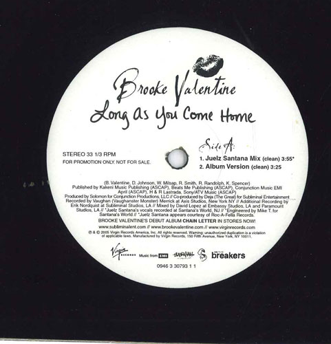 【中古】12インチ Brooke Valentine Long As You Come Home 094633079311 Virgin Records Ameri