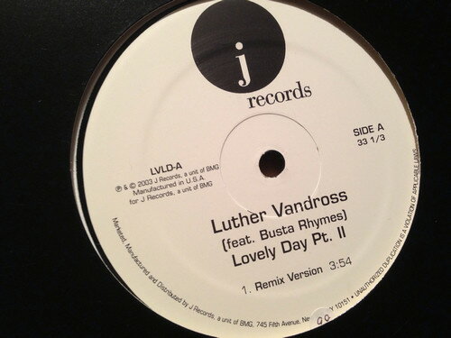 ・アーティスト Luther Vandross, Busta Rhymes ・タイトル Lovely Day ・レーベル・型番 J Records LVLD ・フォーマット 12インチレコード ・コンディション(盤) 良い (VG+) ・コンディション(ジャケット) プレインカバー（元ジャケット／カバー無し） ・コンディション(帯) オビなし ・特記事項 サンプル画像です。実際の商品の画像ではありません 商品写真はバーコード/カタログ番号に対応したサンプル画像ですので、お送りする商品の画像ではありません。帯やライナーなどの付属品は、特記事項に記載されている場合のみ含まれます。プロモやカラーレコードなどの仕様についても、該当する場合のみ特記事項に記載しています。 【ご購入前に必ずご確認ください】 ・本店サイト(www.recordcity.jp)とは価格、送料が違います ・本店サイト、その他支店のオーダーとは同梱発送できません ・注文確定後に別の注文を頂いた場合、注文同士の同梱は致しかねます。 ・別倉庫から発送しているため、店頭受け渡しは対応しておりません ・一部商品は他の通販サイトでも販売しているため、ご注文のタイミングによっては商品のご用意ができない場合がございます。 ・土日祝日はお休みです 金曜・祝前日9時以降のご連絡またはご入金は、返答または発送が週明け・祝日明けに順次対応となります。 ・ご購入後のキャンセル不可 ご購入後のキャンセルはいかなる理由においてもお受けできません。ご了承の上、ご購入くださいませ。 ・日本郵便(ゆうパック/ゆうメール)によるお届けになります。 ・中古品であることをご理解ください 当ストアでは中古商品を主に販売しております。中古品であることをご理解の上ご購入ください。また、一部商品はRecordCityオンラインストアで試聴可能です。 ・返品について お客様のご都合による返品は一切承っておりません。 表記の内容と実際の商品に相違がある場合、また針飛び等で返品・返金をご希望される場合は、商品の到着後1週間以内にご連絡ください。商品の返送をこちらで確認後、キャンセル・返金を行います。 コンディションVG以下の商品は返品できません。プレイに影響のない表面のこすれ傷、プレス起因のノイズ盤は返品の対象外です。 【コンディション表記】 ・ほぼ新品(M-)(Like New) 完全な新品。未使用。当店ではほぼ使用しません ・非常に良い(EX)(Excellent) 中古盤として美品な状態。わずかな経年を感じるものの傷みを感じさせない、当店基準で最高の状態 ・良い(VG+)(Very Good Plus) 丁寧に扱われた中古品で、軽い使用感がみられる。 ・可(VG)(Acceptable) 使い込まれた中古品で、「良い」よりもさらに使用感がみられる。 ・悪い(VG-)(Bad) 状態が悪いアイテム。使用の保障はなく、再生不可、針飛び、目立つノイズがあるかもしれない。状態によるクレーム不可。返品不可。 ・非常に悪い(G)(Very Bad) 「悪い」よりさらに状態が悪いアイテム。使用の保障はなく、再生不可、針飛び、目立つノイズがあるかもしれない。状態によるクレーム不可。返品不可。 ・ジャンク(Fair)(Junk/Fair) 割れている、反っている、水ダメージがある、カビ、ジャケットが分離している、ひどい書き込み、ひどい擦れなど最低の状態。使用の保障はなく、再生不可、針飛び、目立つノイズがあるかもしれない。状態によるクレーム不可。返品不可。 ・ジャンク(Poor)(Junk/Poor) 割れている、反っている、水ダメージがある、カビ、ジャケットが分離している、ひどい書き込み、ひどい擦れなど最低の状態。使用の保障はなく、再生不可、針飛び、目立つノイズがあるかもしれない。状態によるクレーム不可。返品不可。