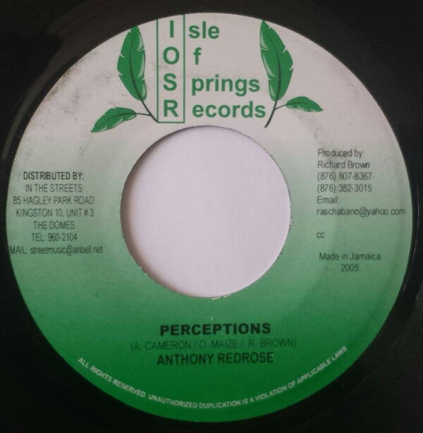 ジャマイカ7” Anthony Red Rose, MLonie Perceptions/Dont U Know NONE Isle Of Spring Recor /00080