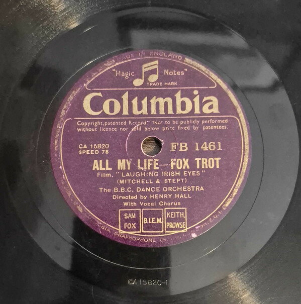 【中古】78RPM/SP Bbc Dance Orchestra All My Life - Fox Trot / Laughing Irish Eyes - Fox FB1461 COLUMBIA /00500