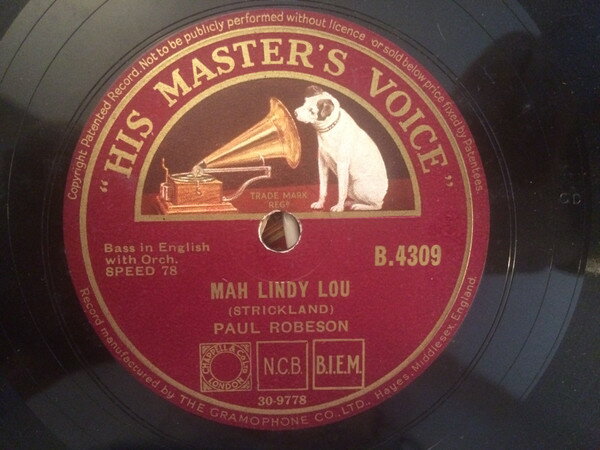【中古】78RPM/SP Paul Robeson Mah Lindy Lou / Ma Curly-headed Baby B4309 HIS MASTERS VOICE /00500