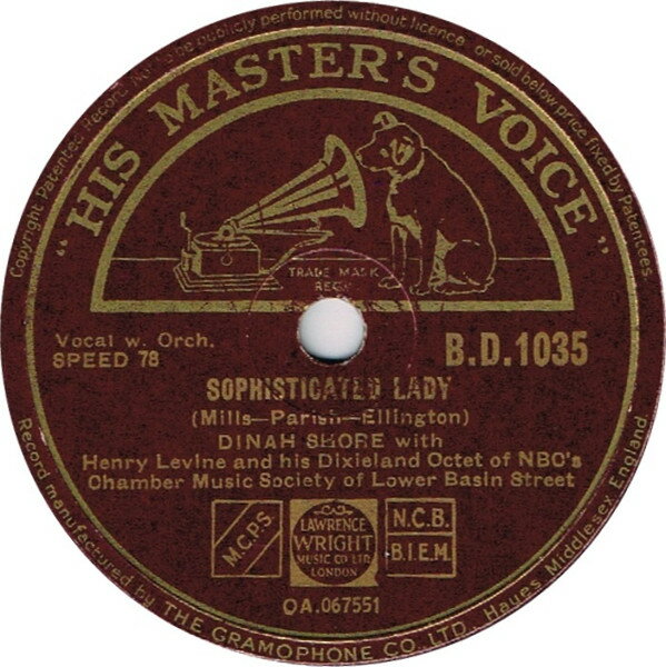 【中古】78RPM/SP Dinah Shore, Paul Laval &amp; His Sophisticated Lady / Star Dust BD1035 HIS MASTERS VOICE /00500