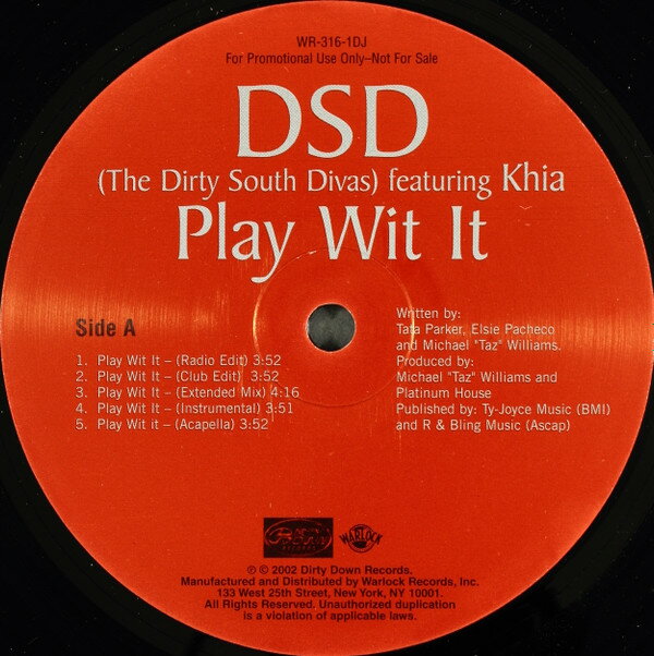 【中古】米12” Dirty South Divas, Khia Play Wit It WR3161DJ Warlock Records, Dir /00250
