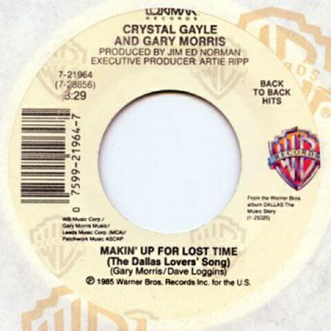 【新品】米7” Crystal Gayle, Gary Morris / C Makin Up For Lost Time / Cry COL048517 Warner Bros /00023