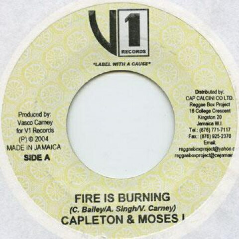 【新品】ジャマイカ7” Capleton, Moses I / Moses I Fire Is Burning / More Than A Dream V1 Records /00048