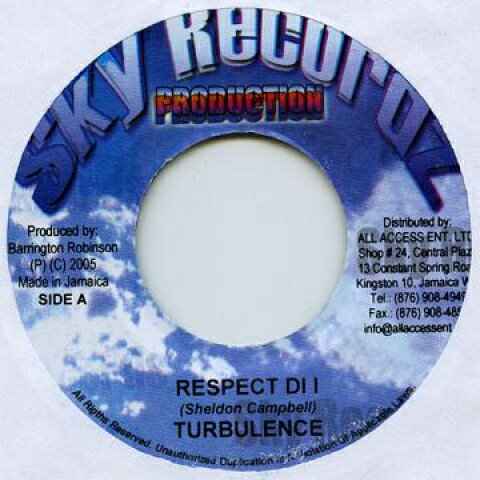 【新品】ジャマイカ7” Turbulence Respect Di I Sky Records /00048