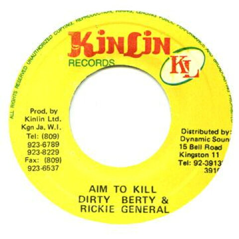艺人名: C - 【新品】ジャマイカ7” Dirty Berry, Rickie General Aim To Kill Kinlin Records /00048