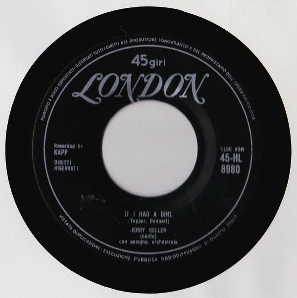 7” Jerry Keller If I Had A Girl / Lovable 45HL8980 London Records /00080