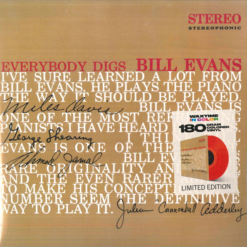 【新品】LP Bill Evans Everybody Digs Bill Evans (Red Vinyl) 950656 WaxTime In Color 未開封 /00260