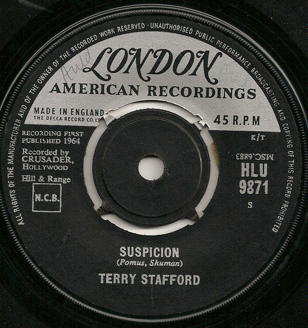 【中古】英7” Terry Stafford Suspicion HLU9871 London Records, Lond /00080