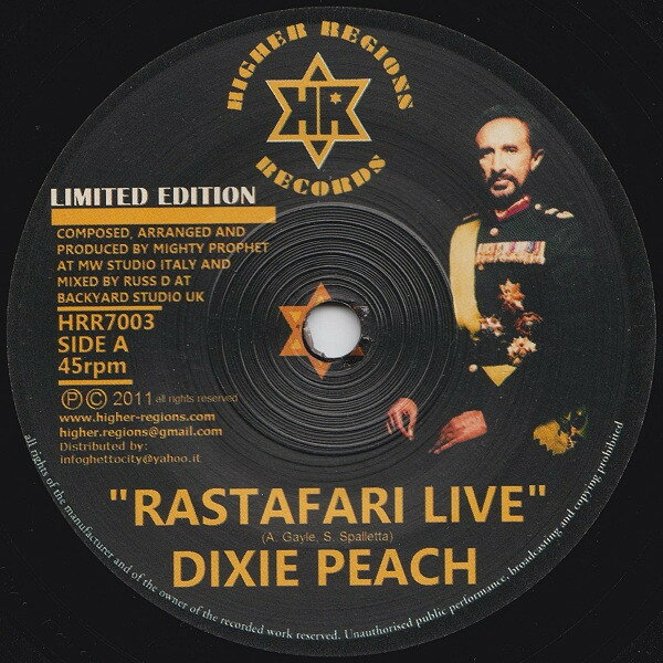 7” Dixie Peach Rastafari Live HRR7003 Higher Regions Recor /00080