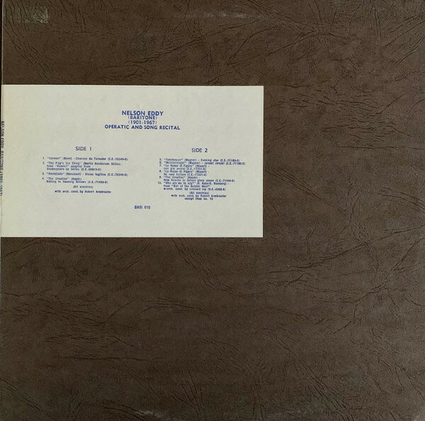 LP Nelson Eddy Operatic And Song Recital OASI610 O.A.S.I. Records /00260