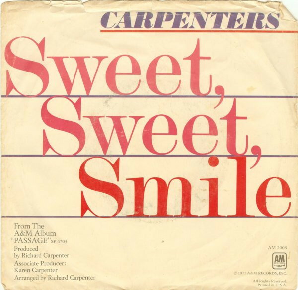 【中古】米7" Carpenters Sweet, Sweet Smile 2008S A&M Records /00080