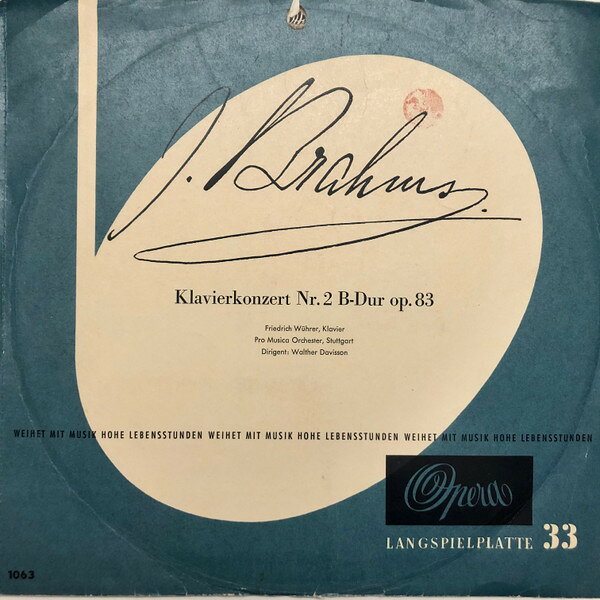 【中古】LP Johannes Brahms , Friedrich Wu Klavierkonzert Nr. 2 B-Dur Op. 83 XP2480 Pantheon /00260