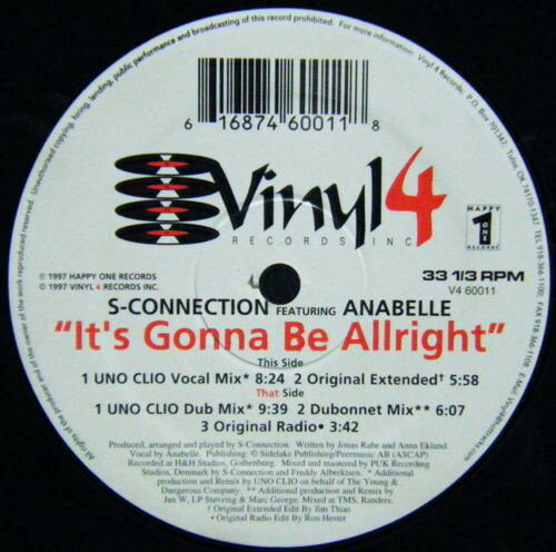 【中古】米12” S-Connection, Anabelle Its Gonna Be Allright V460011 Vinyl 4 Records /00250