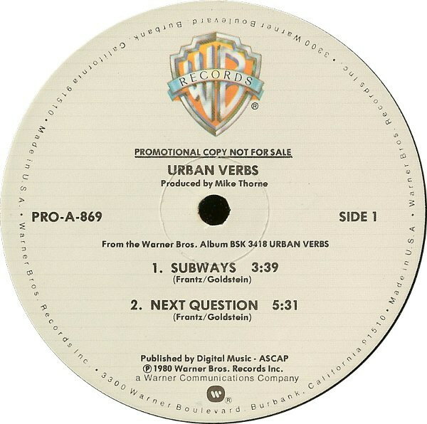 12” Urban Verbs Subways PROA869PROMO Warner Bros. Records プロモ /00250