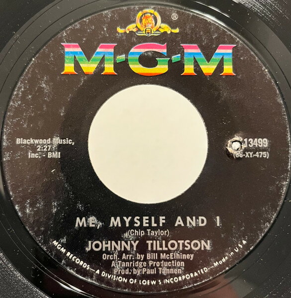 【中古】米7” Johnny Tillotson Me, Myself And I / Country Boy, Country Boy K13499 MGM Records /00080