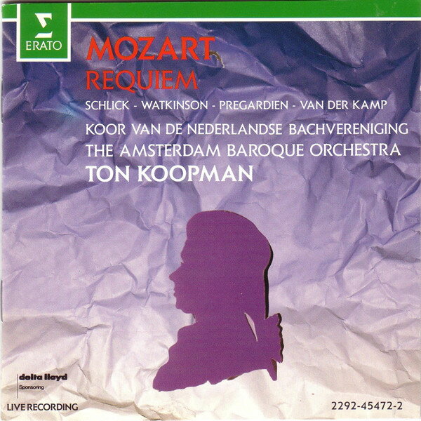 ・アーティスト Wolfgang Amadeus Mozart, Ton Koopman, The Amsterdam Baroque Orchestra, Koor Van De Nederlandse Bachvereniging ・タイトル Requiem ・レーベル・型番 Erato 2292454722 ・フォーマット CD ・コンディション(盤) 良い (VG+) ・コンディション(ジャケット) ・コンディション(帯) オビなし ・特記事項 【ソフトケース入り（プラケースなし）】【盤汚れ】 サンプル画像です。実際の商品の画像ではありません 商品写真はバーコード/カタログ番号に対応したサンプル画像ですので、お送りする商品の画像ではありません。帯やライナーなどの付属品は、特記事項に記載されている場合のみ含まれます。プロモやカラーレコードなどの仕様についても、該当する場合のみ特記事項に記載しています。 【ご購入前に必ずご確認ください】 ・本店サイト(www.recordcity.jp)とは価格、送料が違います ・本店サイト、その他支店のオーダーとは同梱発送できません ・注文確定後に別の注文を頂いた場合、注文同士の同梱は致しかねます。 ・別倉庫から発送しているため、店頭受け渡しは対応しておりません ・一部商品は他の通販サイトでも販売しているため、ご注文のタイミングによっては商品のご用意ができない場合がございます。 ・土日祝日はお休みです 金曜・祝前日9時以降のご連絡またはご入金は、返答または発送が週明け・祝日明けに順次対応となります。 ・ご購入後のキャンセル不可 ご購入後のキャンセルはいかなる理由においてもお受けできません。ご了承の上、ご購入くださいませ。 ・日本郵便(ゆうパック/ゆうメール)によるお届けになります。 ・中古品であることをご理解ください 当ストアでは中古商品を主に販売しております。中古品であることをご理解の上ご購入ください。また、一部商品はRecordCityオンラインストアで試聴可能です。 ・返品について お客様のご都合による返品は一切承っておりません。 表記の内容と実際の商品に相違がある場合、また針飛び等で返品・返金をご希望される場合は、商品の到着後1週間以内にご連絡ください。商品の返送をこちらで確認後、キャンセル・返金を行います。 コンディションVG以下の商品は返品できません。プレイに影響のない表面のこすれ傷、プレス起因のノイズ盤は返品の対象外です。 【コンディション表記】 ・ほぼ新品(M-)(Like New) 完全な新品。未使用。当店ではほぼ使用しません ・非常に良い(EX)(Excellent) 中古盤として美品な状態。わずかな経年を感じるものの傷みを感じさせない、当店基準で最高の状態 ・良い(VG+)(Very Good Plus) 丁寧に扱われた中古品で、軽い使用感がみられる。 ・可(VG)(Acceptable) 使い込まれた中古品で、「良い」よりもさらに使用感がみられる。 ・悪い(VG-)(Bad) 状態が悪いアイテム。使用の保障はなく、再生不可、針飛び、目立つノイズがあるかもしれない。状態によるクレーム不可。返品不可。 ・非常に悪い(G)(Very Bad) 「悪い」よりさらに状態が悪いアイテム。使用の保障はなく、再生不可、針飛び、目立つノイズがあるかもしれない。状態によるクレーム不可。返品不可。 ・ジャンク(Fair)(Junk/Fair) 割れている、反っている、水ダメージがある、カビ、ジャケットが分離している、ひどい書き込み、ひどい擦れなど最低の状態。使用の保障はなく、再生不可、針飛び、目立つノイズがあるかもしれない。状態によるクレーム不可。返品不可。 ・ジャンク(Poor)(Junk/Poor) 割れている、反っている、水ダメージがある、カビ、ジャケットが分離している、ひどい書き込み、ひどい擦れなど最低の状態。使用の保障はなく、再生不可、針飛び、目立つノイズがあるかもしれない。状態によるクレーム不可。返品不可。