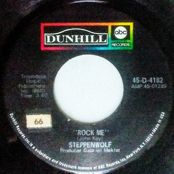 米7” Steppenwolf Rock Me / Jupiter Child 45D4182 ABC Records, Dunhill /00080
