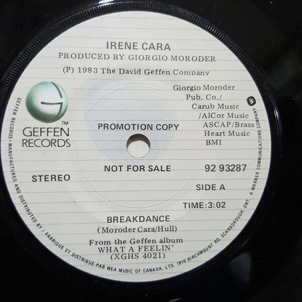 7” Irene Cara Breakdance 9293287PROMO Geffen Records プロモ /00080