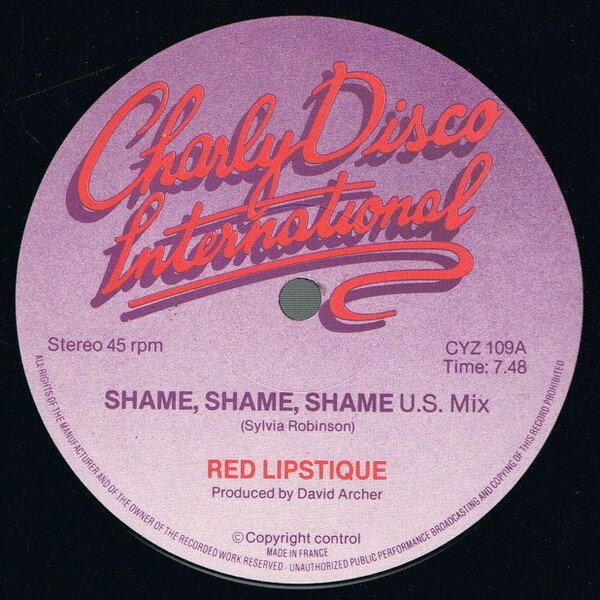 【中古】英12” Red Lipstique Shame, Shame, Shame CYZ109 Charly Disco Interna /00250