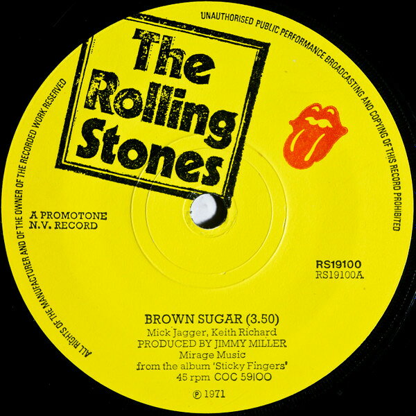 Artist Name: R - 【中古】7” Rolling Stones Brown Sugar RS19100 ROLLING STONES /00080