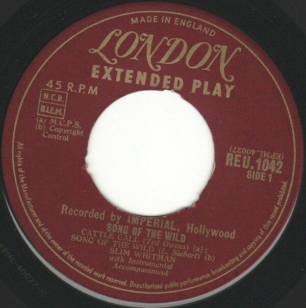 【中古】7” Slim Whitman Song Of The Wild REU1042 London Records /00080