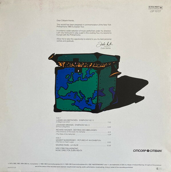 LP New York Philharmonic , Zubin Tour Of Europe 1985 LSP15727 CBS Masterworks /00260