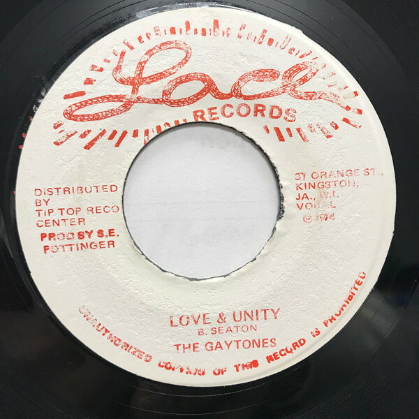 7” Gaytones Love &amp; Unity NONE Lace Records /00080