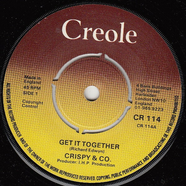 ・アーティスト Krispie & Company ・タイトル Get It Together ・レーベル・型番 Creole Records CR114 ・フォーマット 7インチレコード ・コンディション(盤) 良い (VG+) ・コンディション(ジャケット) プレインカバー（元ジャケット／カバー無し） ・コンディション(帯) オビなし ・特記事項 サンプル画像です。実際の商品の画像ではありません 商品写真はバーコード/カタログ番号に対応したサンプル画像ですので、お送りする商品の画像ではありません。帯やライナーなどの付属品は、特記事項に記載されている場合のみ含まれます。プロモやカラーレコードなどの仕様についても、該当する場合のみ特記事項に記載しています。 【ご購入前に必ずご確認ください】 ・本店サイト(www.recordcity.jp)とは価格、送料が違います ・本店サイト、その他支店のオーダーとは同梱発送できません ・注文確定後に別の注文を頂いた場合、注文同士の同梱は致しかねます。 ・別倉庫から発送しているため、店頭受け渡しは対応しておりません ・一部商品は他の通販サイトでも販売しているため、ご注文のタイミングによっては商品のご用意ができない場合がございます。 ・土日祝日はお休みです 金曜・祝前日9時以降のご連絡またはご入金は、返答または発送が週明け・祝日明けに順次対応となります。 ・ご購入後のキャンセル不可 ご購入後のキャンセルはいかなる理由においてもお受けできません。ご了承の上、ご購入くださいませ。 ・日本郵便(ゆうパック/ゆうメール)によるお届けになります。 ・中古品であることをご理解ください 当ストアでは中古商品を主に販売しております。中古品であることをご理解の上ご購入ください。また、一部商品はRecordCityオンラインストアで試聴可能です。 ・返品について お客様のご都合による返品は一切承っておりません。 表記の内容と実際の商品に相違がある場合、また針飛び等で返品・返金をご希望される場合は、商品の到着後1週間以内にご連絡ください。商品の返送をこちらで確認後、キャンセル・返金を行います。 コンディションVG以下の商品は返品できません。プレイに影響のない表面のこすれ傷、プレス起因のノイズ盤は返品の対象外です。 【コンディション表記】 ・ほぼ新品(M-)(Like New) 完全な新品。未使用。当店ではほぼ使用しません ・非常に良い(EX)(Excellent) 中古盤として美品な状態。わずかな経年を感じるものの傷みを感じさせない、当店基準で最高の状態 ・良い(VG+)(Very Good Plus) 丁寧に扱われた中古品で、軽い使用感がみられる。 ・可(VG)(Acceptable) 使い込まれた中古品で、「良い」よりもさらに使用感がみられる。 ・悪い(VG-)(Bad) 状態が悪いアイテム。使用の保障はなく、再生不可、針飛び、目立つノイズがあるかもしれない。状態によるクレーム不可。返品不可。 ・非常に悪い(G)(Very Bad) 「悪い」よりさらに状態が悪いアイテム。使用の保障はなく、再生不可、針飛び、目立つノイズがあるかもしれない。状態によるクレーム不可。返品不可。 ・ジャンク(Fair)(Junk/Fair) 割れている、反っている、水ダメージがある、カビ、ジャケットが分離している、ひどい書き込み、ひどい擦れなど最低の状態。使用の保障はなく、再生不可、針飛び、目立つノイズがあるかもしれない。状態によるクレーム不可。返品不可。 ・ジャンク(Poor)(Junk/Poor) 割れている、反っている、水ダメージがある、カビ、ジャケットが分離している、ひどい書き込み、ひどい擦れなど最低の状態。使用の保障はなく、再生不可、針飛び、目立つノイズがあるかもしれない。状態によるクレーム不可。返品不可。