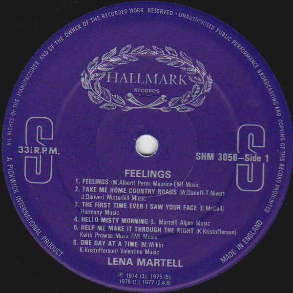 Artist Name: R - 【中古】LP Lena Martell Feelings SHM3056 HALLMARK /00260