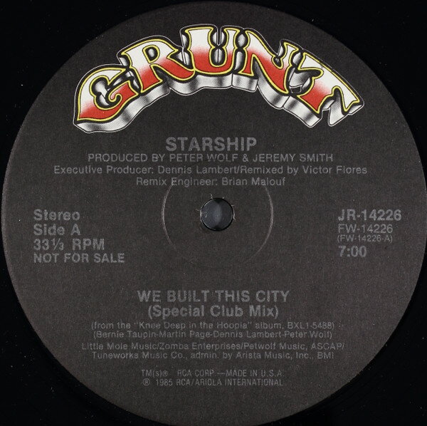 【中古】LP Starship (2) We Built This City JR14226 Grunt /00260